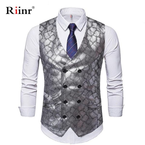 

men's vests riinr mens fahsion paisley jacquard woven sliver folral silk waistcoat fitness sleeveless jacket wedding, Black;white