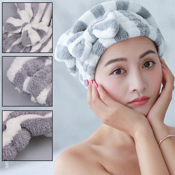 

shower caps bowknot dry hair towel quick-drying cap super absorbent
