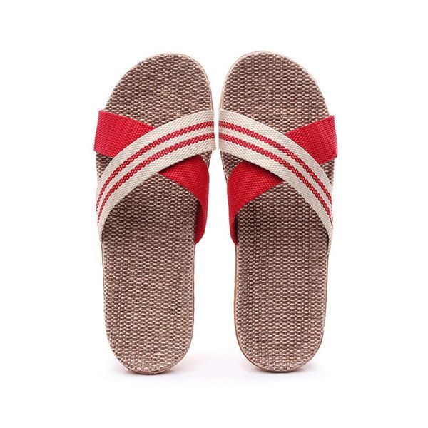 

summer woven sandals with cross straps women non-slip flat shoes linen slippers open toe slides indoor flip flops, Black