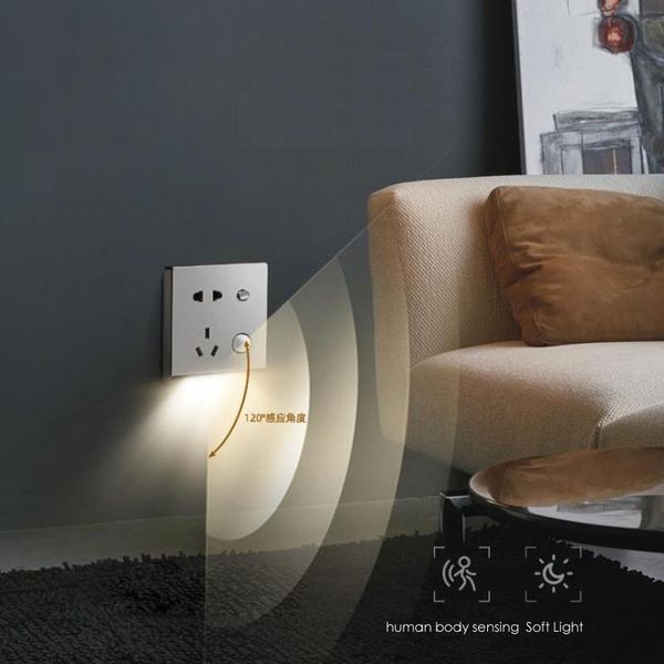 

night lights 86 type multi-function concealed switch socket with light human body induction 3000k household living room corridor
