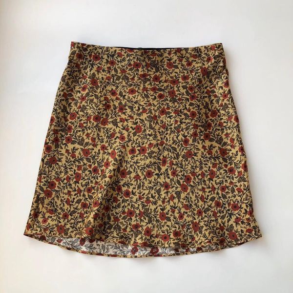 

skirts 100% silk women mini skirt fashion print casual wild lady, Black