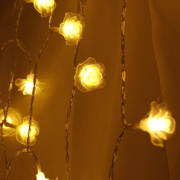 

warm white 10m 100 simulation plastic rose lamp string decorative lantern band