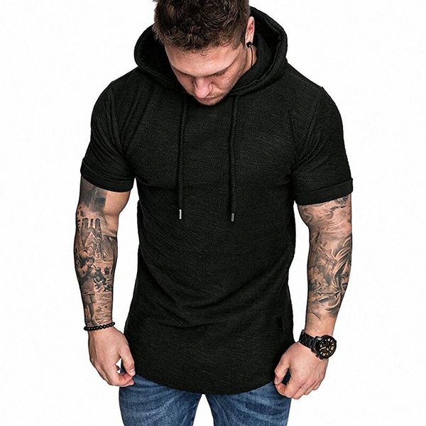 

men's hoodie t shirt shirt solid colored hooded casual daily short sleeve basic vintage outdoor green black gray / sports 05ba#, White;black