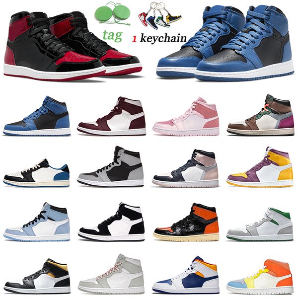 

jumpman 1 1s men basketball shoes women mens trainers sports sneakers fashion outdoor high low bred patent bordeaux light smoke grey