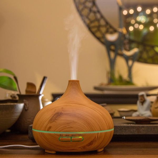 

fragrance lamps 300ml air humidifier wood grain with led lights essential oil diffuser electric mist maker for home eu plug