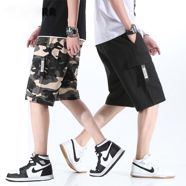

men's shorts summer men loose cargo cotton relaxed fit camouflage denim short casual pants clothing social, White;black