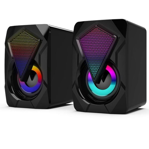 

mini speakers x2 colorful light effect rgb speaker computer audio multimedia usb subwoofer deskgame