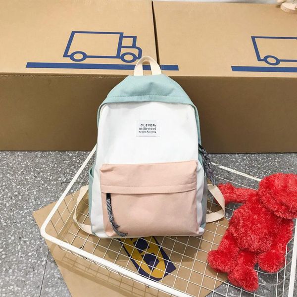 

backpack ocardian korean patchwork girl school bags large capacity solid color waterproof nylon casual student bag