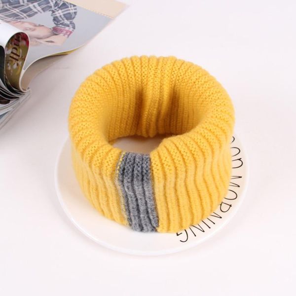 

scarves children's knitted wool scarf korean version autumn winter stripes wild collar warm double-layer thickened neck stretch bib a89, Blue;gray