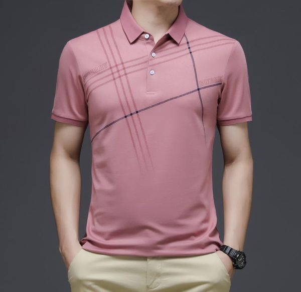 

men's polos shirt 2021 summer business casual bottoms in youth striped printed short-sleeved, White;black