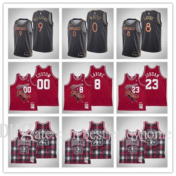 

custom basketball jerseys mens youth 2020-21chicagobullszach lavine 8 coby white 0 patrick williams 9 black city jersey size s-2xl