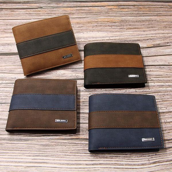 

men's frosted wallet pu leather short multi-card slot large capacity korean fashion youth retro wallets1, Red;black