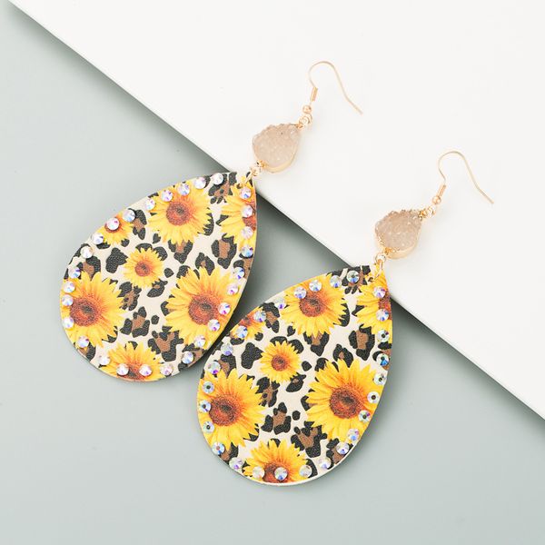 

dangle & chandelier natural stone dangle earrings for women vintage leather flower geometric cool rhinestone drop earring fashion jewelry, Silver