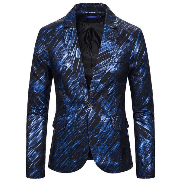 

men's suits & blazers blue geometric striped blazer men hipster slim fit one button suit mens dj club party wedding prom jacket male xx, White;black