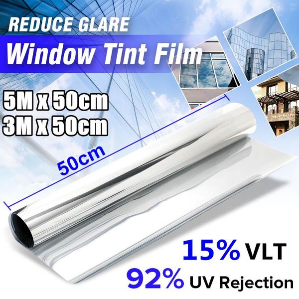 

5m sun protection silver window film one way mirror reflective solar tint pravicy anti-uv self-adhesive colored glass stickers