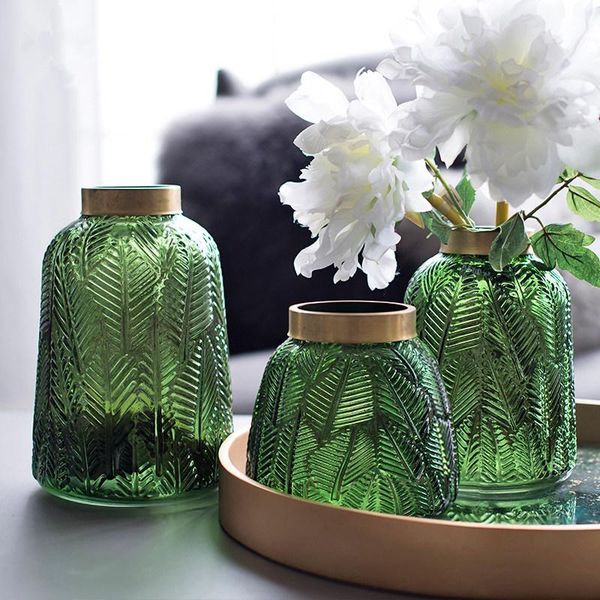 

vases nordic green glass vase hydroponic flower pot basket home decoration wy