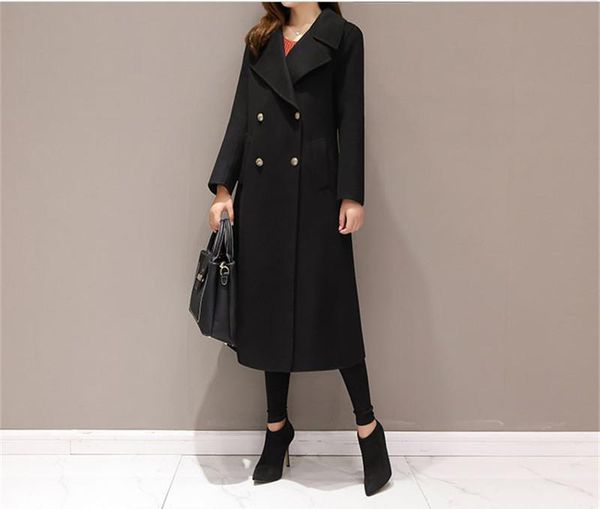

women's trench coats boollili 2021 fashion woolen women winter coat female long plus size 5xl cashmere thick jacket abrigos, Tan;black