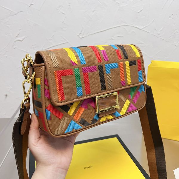 

italy brand classic baguette shoulder bags canvas colorblock crossbody bag fashion women embroidery jacquard handbag totes luxury designer b