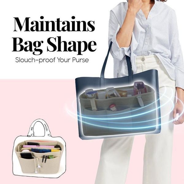 

storage bags felt handbag insert organizer make up cosmetic bag portable travel inner purse multifunction pouches case