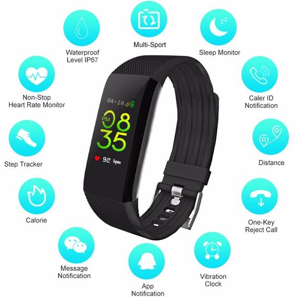 

wristwatches smart wristband color screen heart rate tracker watch call rejection message reminder sports waterproof step counter, Slivery;brown