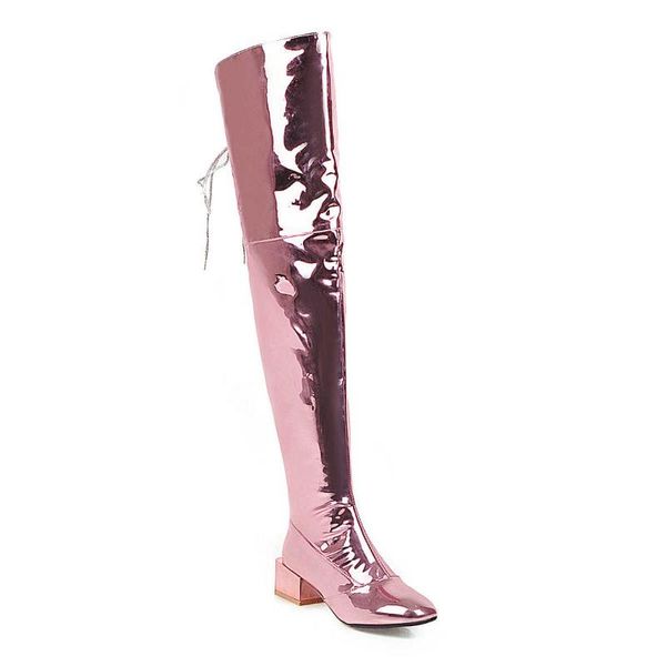 

boots wind winter 2021 comfortable square heel middle 33-48 size over the knee women's, Black