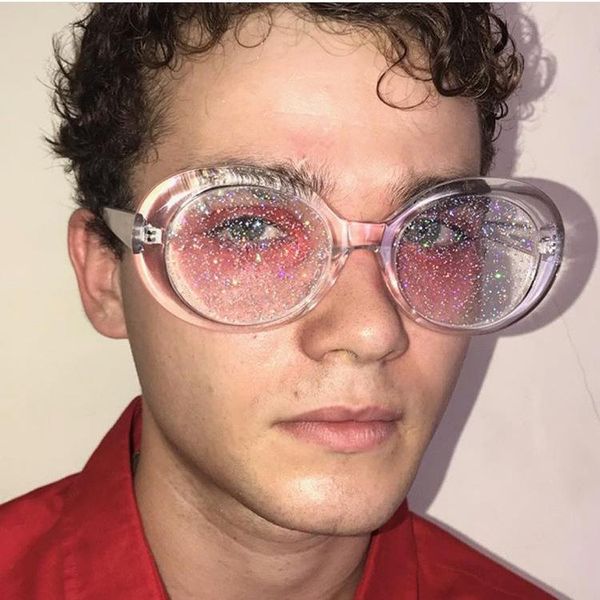 

sunglasses glitter oval retro for men women party glasses, White;black