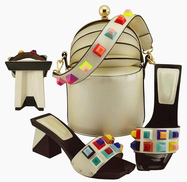 

dress shoes beige women pumps and bag set with big crystal decoration african match handbag for md011, Black
