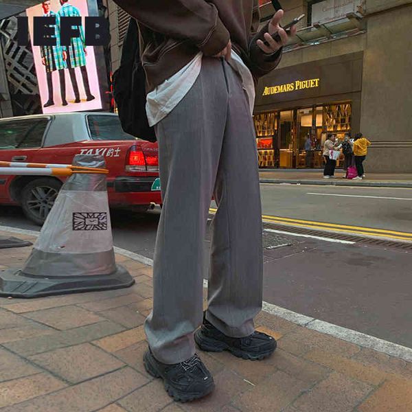 

iefb men's clothing korean suit pants loose stright trousers for male loose autumn wide leg casual bottoms all-match trend y4294 210524, Black