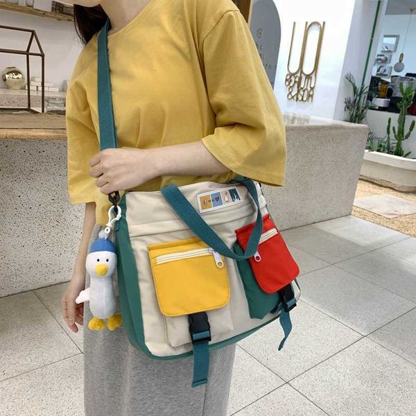 

small frh single shoulder bag for college students in class large capacity women's color contrast backpack korean ins versatile