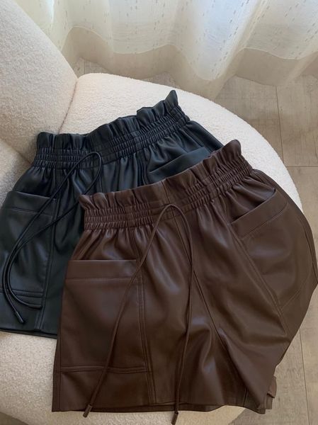 

women's shorts 2021 women fashion loose lace-up leather 1115, White;black