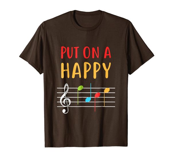 

funny put on a happy face music notes teacher t-shirt, White;black