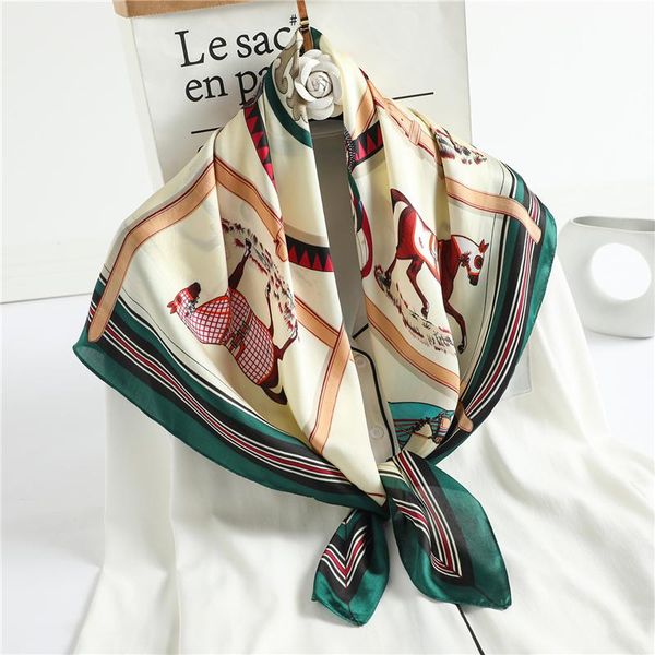 

scarves spring luxury silk square scarf women horse print shawl wraps lady neck hijab headband foulard bandana neckerchief, Blue;gray