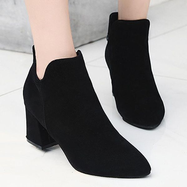 

boots sagace fashion ladies high heel flock for casual party shoes quality short ankle boot pumps women, Black