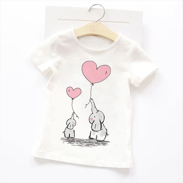 

summer t shirt cartoon animals baby kids boys girls children cute short sleeves clothing print little elephant toddler., Blue