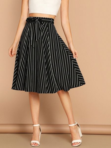 

high waist striped skirt g0du#, Black