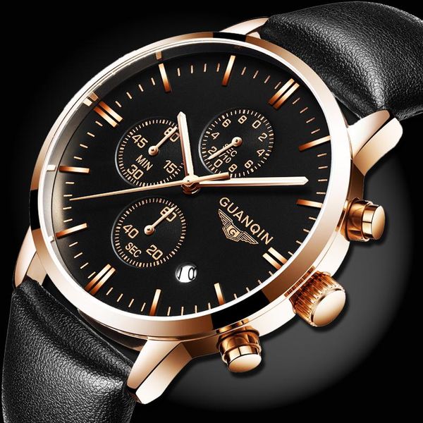 

wristwatches relÃ³gio masculino guanqin homens relÃ³gios de luxo da marca superior famosos masculinos erkek kol saati ouro d, Slivery;brown