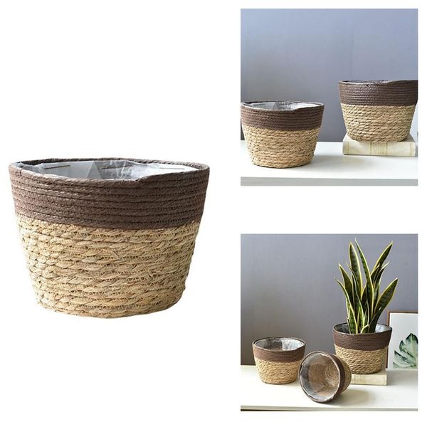 

storage baskets handmade straw basket laundry picnic toy woven flower pot plant container home decoration garden supplies