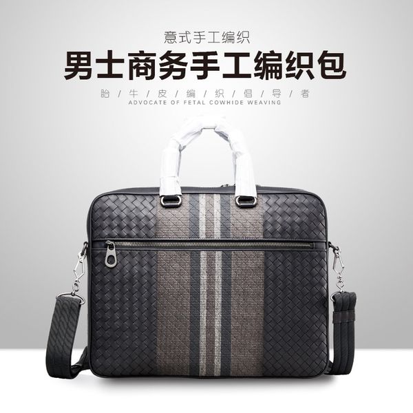 

busins men's hand woven leather handbag layer cowhide zipper wallet men's multifunctional long
