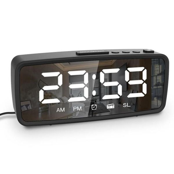 

other clocks & accessories alarm clock for bedroom, led big display with radio mirror clock, deep sleepers kids elderly home office