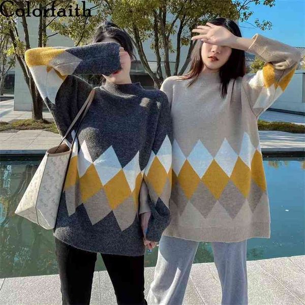 

spring autumn women's sweaters warm pullover argyle korean style oversize vintage jumpers lady sw1233jx 210427, White