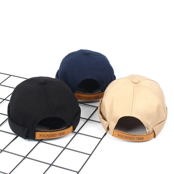 

2021 new pure cotton pure color landlord hat men's and women's street trend breathable melon skin hat letter belle hat, Blue;gray
