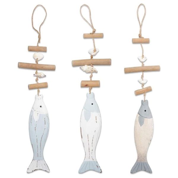 

decorative objects & figurines wooden decoration fish ornaments, wall door hanging beach theme home ornament