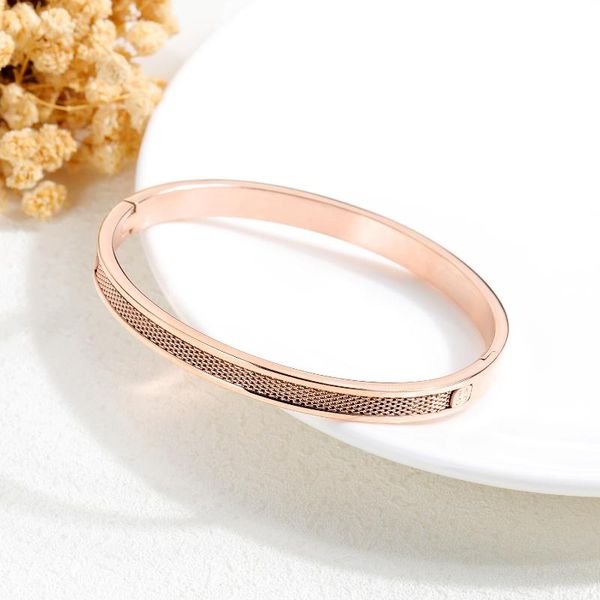 

tf-278 titanium steel ladies bracelet trendy all-match love rose gold plated buckle wholesale jewelry bangle, Black
