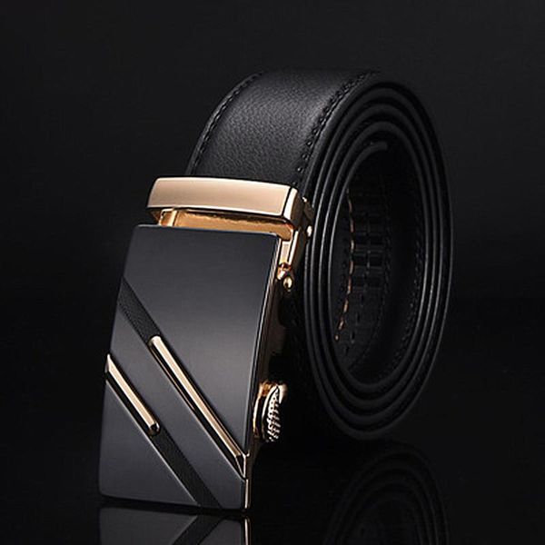 

belts men's faux leather automatic buckle waist strap belt businees luxury waistband gift, Black;brown