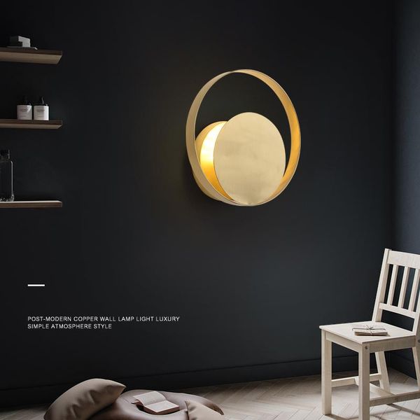 

wall lamp modern golden circle indoor led minimalist luxury sconce light living room bedroom bedside decor loft stair