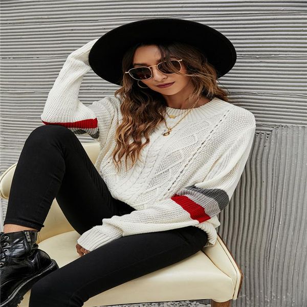 

women's sweaters women for fall winter 2021 crewneck pullover loose xmas sweater pull homme white black