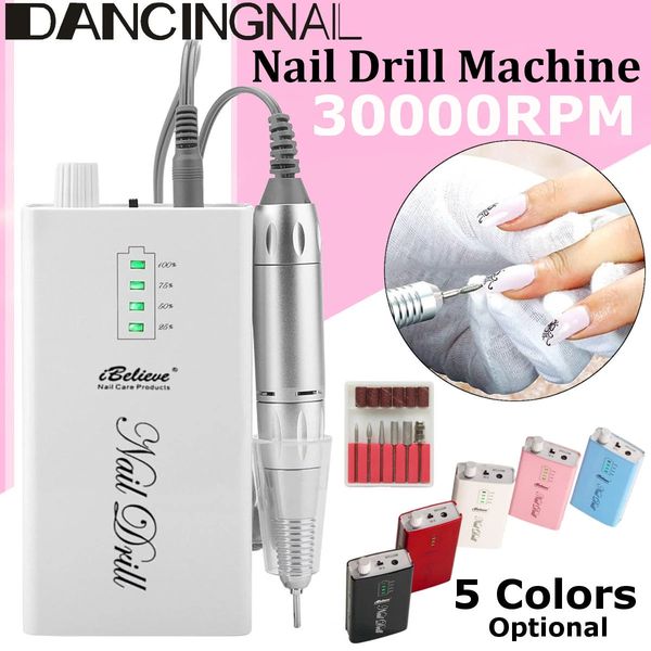 

30000rpm rechargeable electric nail drill machine cordless manicure pedicure - red