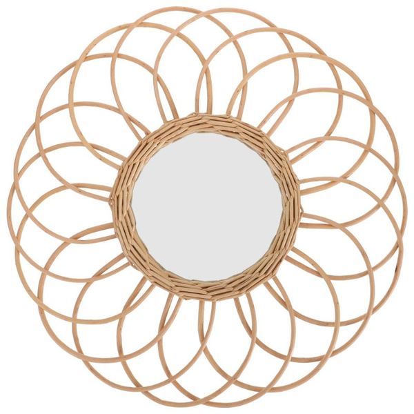 

mirrors 1pc decorative cosmetic mirror wall-mounted household woven pendant khaki