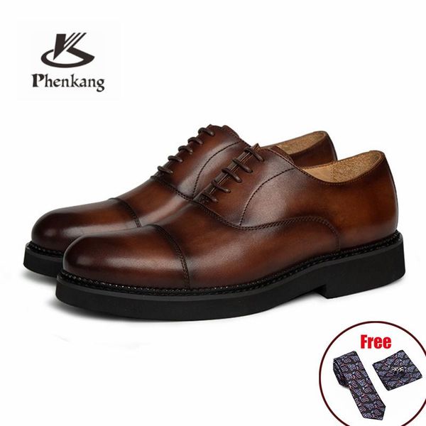 

dress shoes phenkang mens formal genuine leather oxford for men italian 2021 wedding laces business, Black