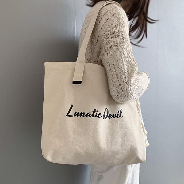 

evening bags ins female canvas bag simple student cloth shoulder ulzzang large bag's capacity foldable reusable shopping